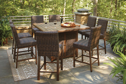Paradise Trail Outdoor Bar Table and 8 Barstools Royal Furniture