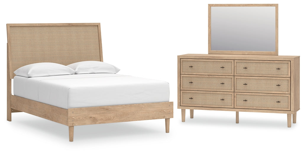 Cielden Full Panel Bed with Mirrored Dresser