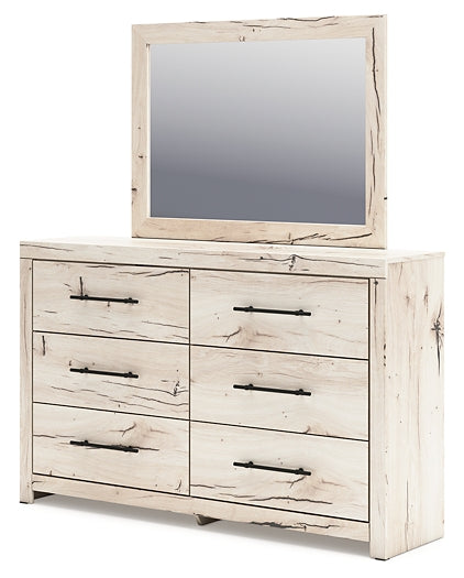 Lawroy Twin Panel Headboard with Mirrored Dresser, Chest and Nightstand