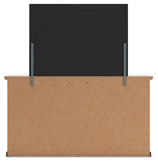 Maribel Twin Panel Bed with Mirrored Dresser