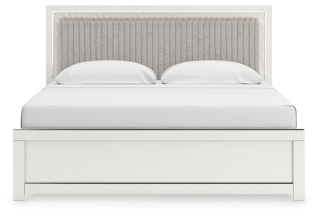 Zuraleus King Upholstered Panel Bed, Dresser, Mirror and Nightstand