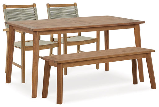 Janiyah Outdoor Dining Table and 2 Chairs and Bench Royal Furniture