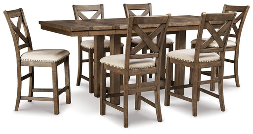 Moriville Counter Height Dining Table and 6 Barstools Royal Furniture